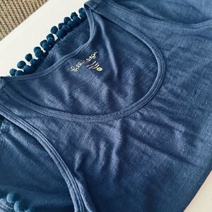 Lilly Pulitzer scoop neck tank Navy tassels M
